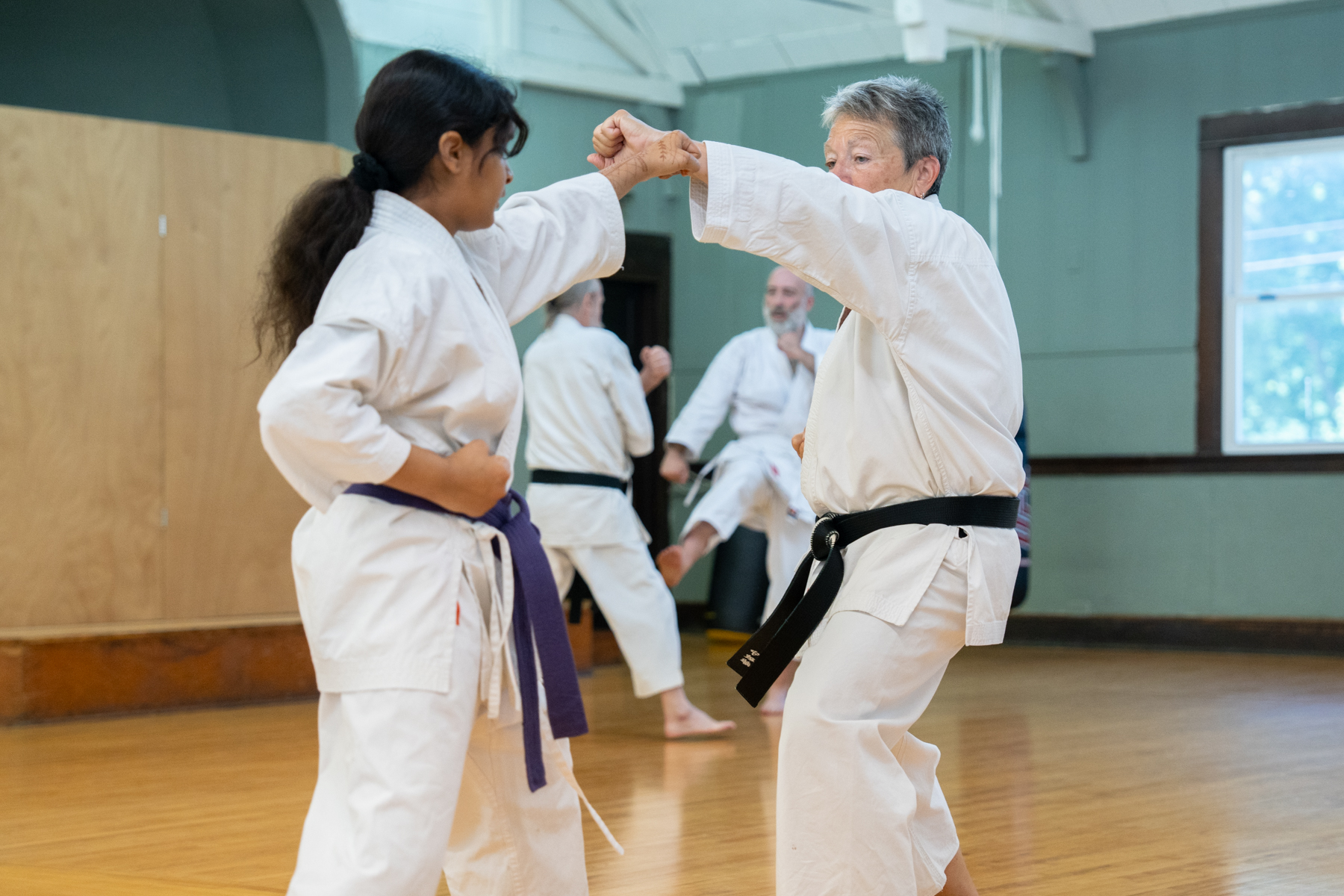 Two students sparring